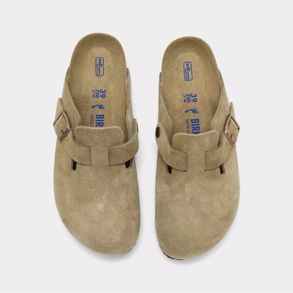 Birkenstock Shoes - Birkenstock Boston Soft Footbed Light Brown Suede Slip-Ons